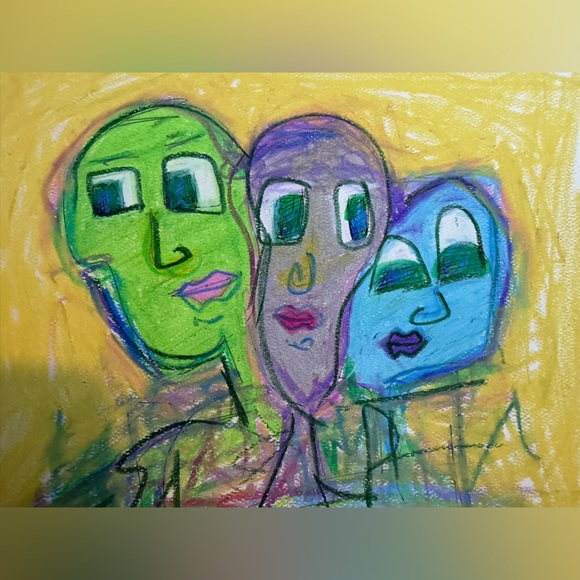 misc faces oil pastels - Picture 2 of 2